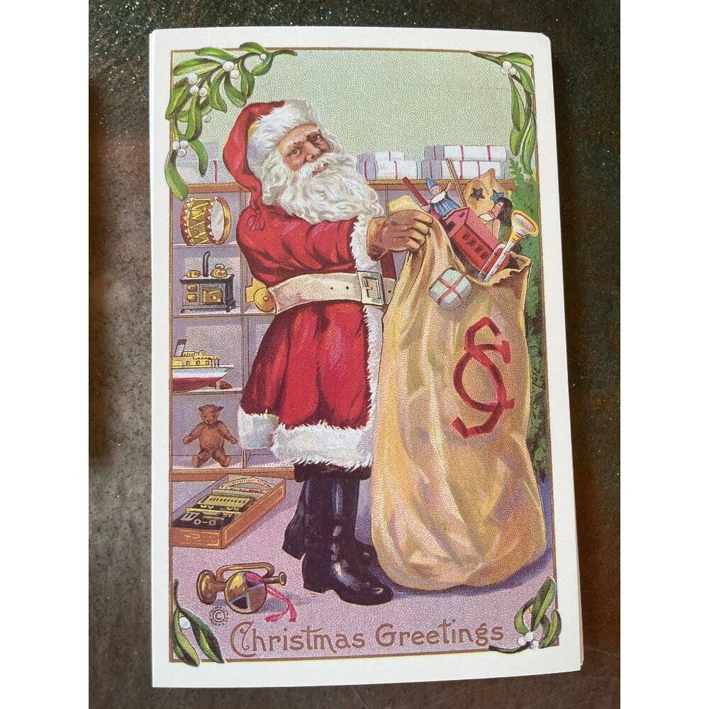 Set of 10 Victorian Christmas & New Year Postcards Set Girls Boys Santa Angels - Picture 6 of 9